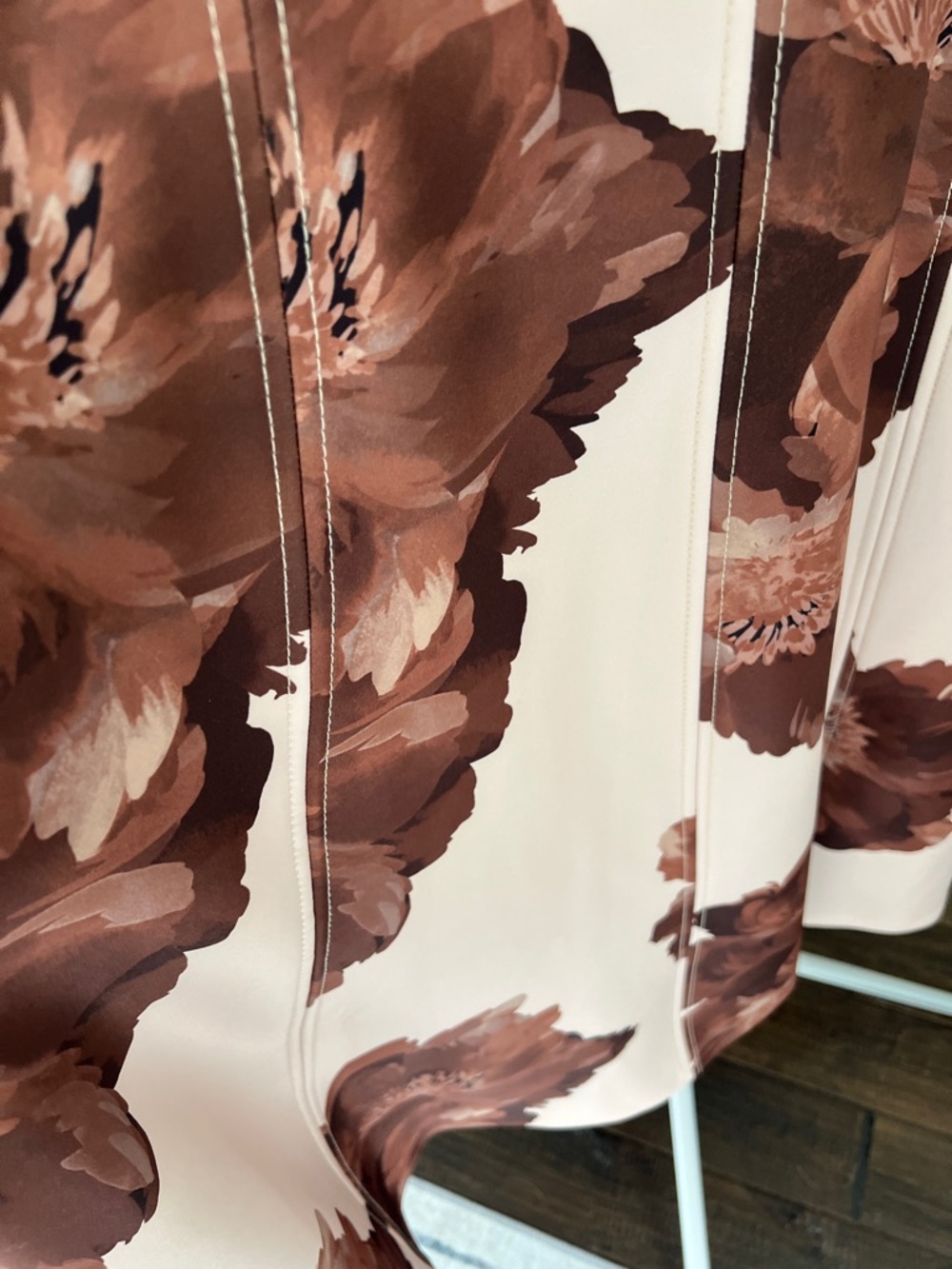 Calvin Klein Tan & Brown Floral Belted Scuba Sleeveless Midi Dress - Picture 6 of 10